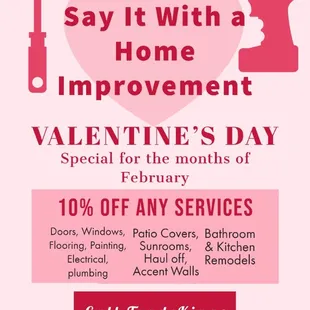 Valentine day gift ideas
Valentine's day sale for home improvements