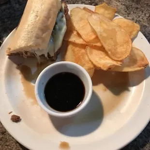 a sandwich and chips