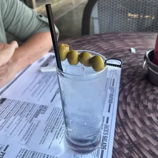 Gin and Tonic with olives