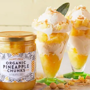 two glasses of pineapple chunks