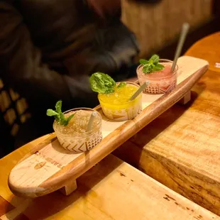 Mai tai flight. Strawberry mango original