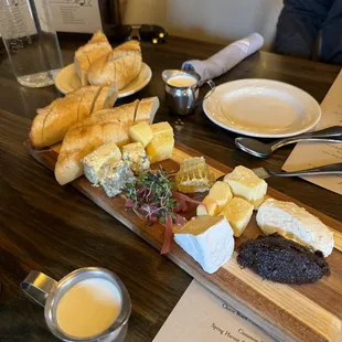 Cheese Board - cheese is top notch! Served with fig jam, honey comb, pickled onions, and baguettes