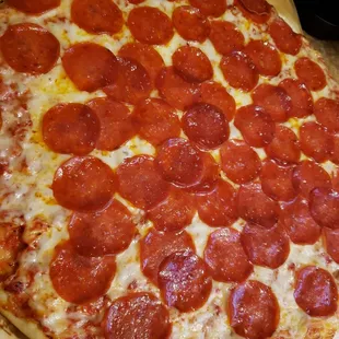 Large pepperoni fresh out the oven!