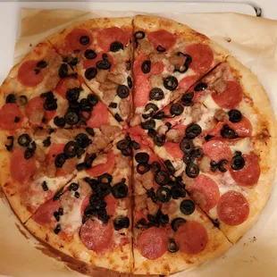 Pepperoni, sausage, &amp; olives