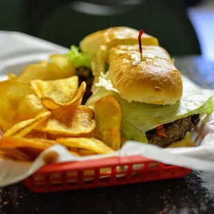 a sandwich and chips