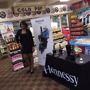 a woman in a black dress