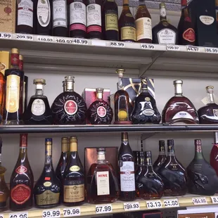 shelves of liquor