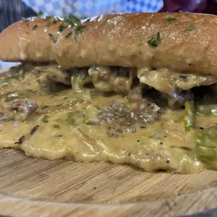 green chile cheese steak sandwich