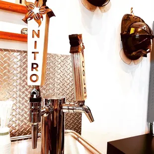 Coffee bar nitro and cold brew, fire hats.