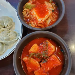 Dumplings and kimchi