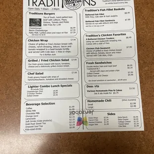 Traditions Menu
