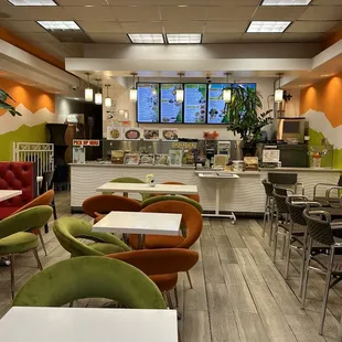 the inside of a restaurant