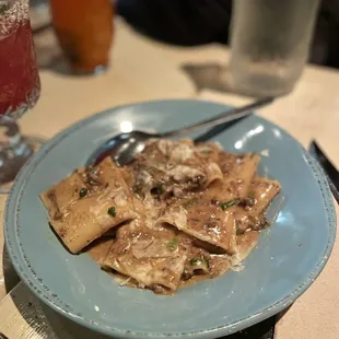 Oversized rigatoni, braised porcini &apos;cacio e pepe,&apos; white truffle butter, Asiago