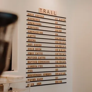 a coffee grinder and menu