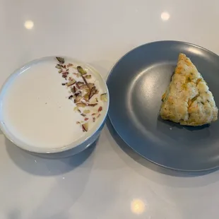 Specialty latte and scone