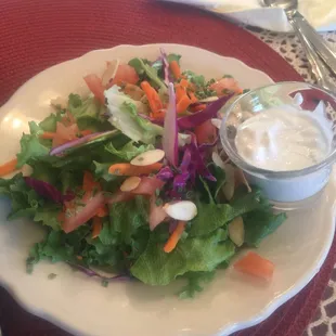 Delicious side salad with homemade blue cheese! Note how colorful and fresh it is....