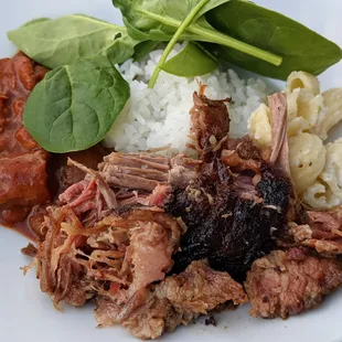 Brisket and Pulled pork came mixed together, the Brisket was shredded and not cut in slices.