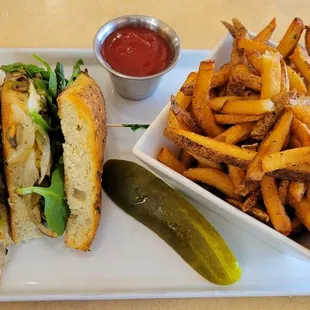a sandwich and french fries