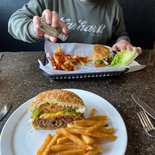 Bacon &amp; Cheese Burger the husband and I split