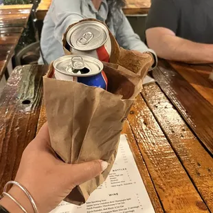 We got tall cans served in paper bags