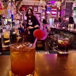 a drink on the bar