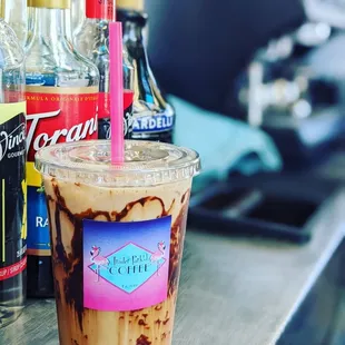 a cup of iced coffee