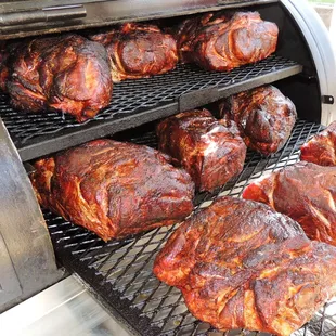 Pork butts for pulled pork sandwiches.