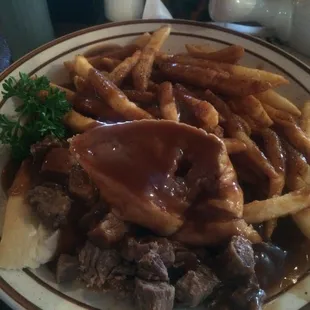 Hot Roast Beef Sandwich w/French Fries and Gravy. So delicious!