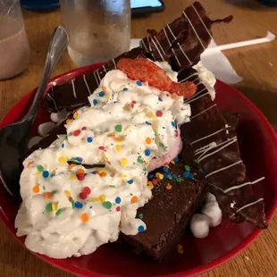 Wagonload of ice cream for dessert. While sounding like a good idea, the chocolate covered bacon on top was disappointing.