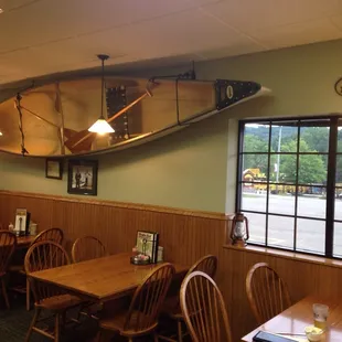 Canoe on the wall.