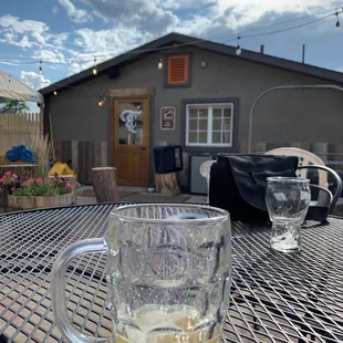 Back patio enjoying end of day brew.