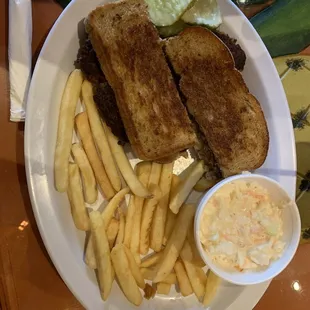 Patty melt fries coleslaw
