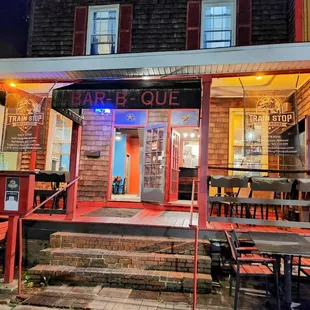 Front  of restaurant. It&apos;s in a really cute area