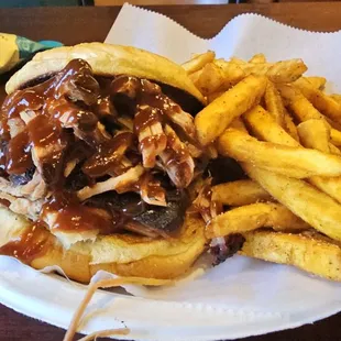 Pulled pork sandwich.
