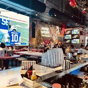 a view of a sports bar
