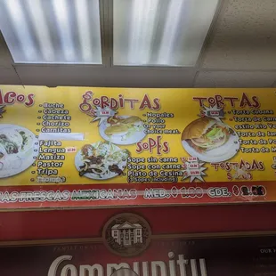 Taqueria menu