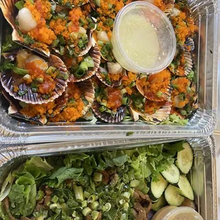 Part of $220 party platter: scallops and venison