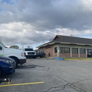 View from the parking lot with front entrance