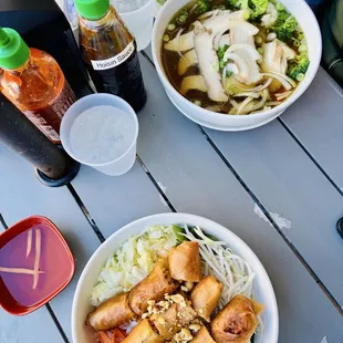 Pho and Rice vermiceli with Veggie Roll