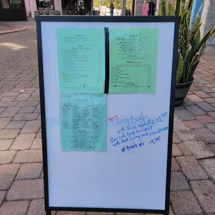 Menu board outside