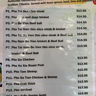menu