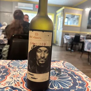 a bottle of wine on a table