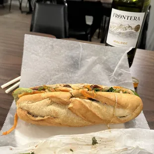 Pork bahn mi and Frontera Malbec. Can't be beat. Happy New Year's everyone.