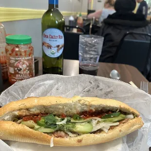 Pork bahn mi and Our Daily Red red blend. DELICIOUS!!!!!