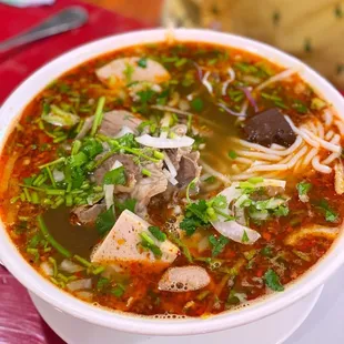 a bowl of soup on a table