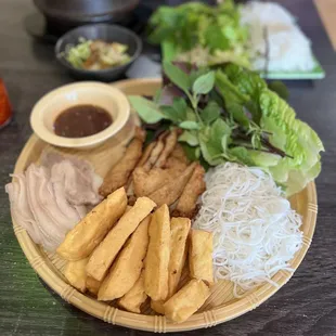 Bun Dau. Pork belly, fries fish cake &amp; fried tofu. All freshly prepared. Delicious!