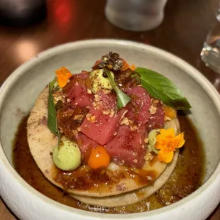 Blue fin tuna tostada