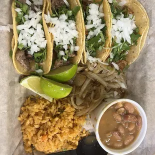 Three taco plate (added a taco) Two pastor and two steak