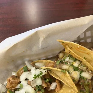 Pork and beef tacos