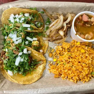 Tres Street Taco Platter (chicken and barbacoa)